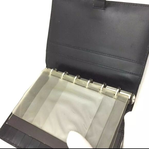 Authentic GUCCI G Logo Black Leather Agenda Notebook Cover/6X1318 - Picture 7 of 8